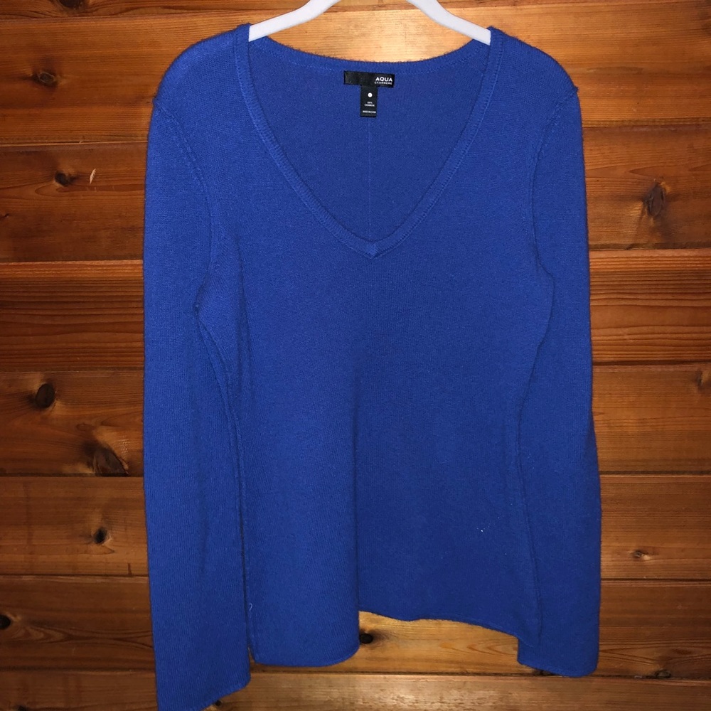 AQUA Cashmere cobalt blue sweater